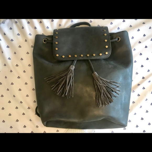 Handbags - Gray leather backpack medium sized